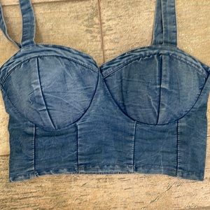 BOG Collective Cotton Denim wash cropped bustier NWT SIZE XS